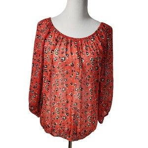 Collective Concepts Women's size Medium Red Long Sleeve Sheer Blouse